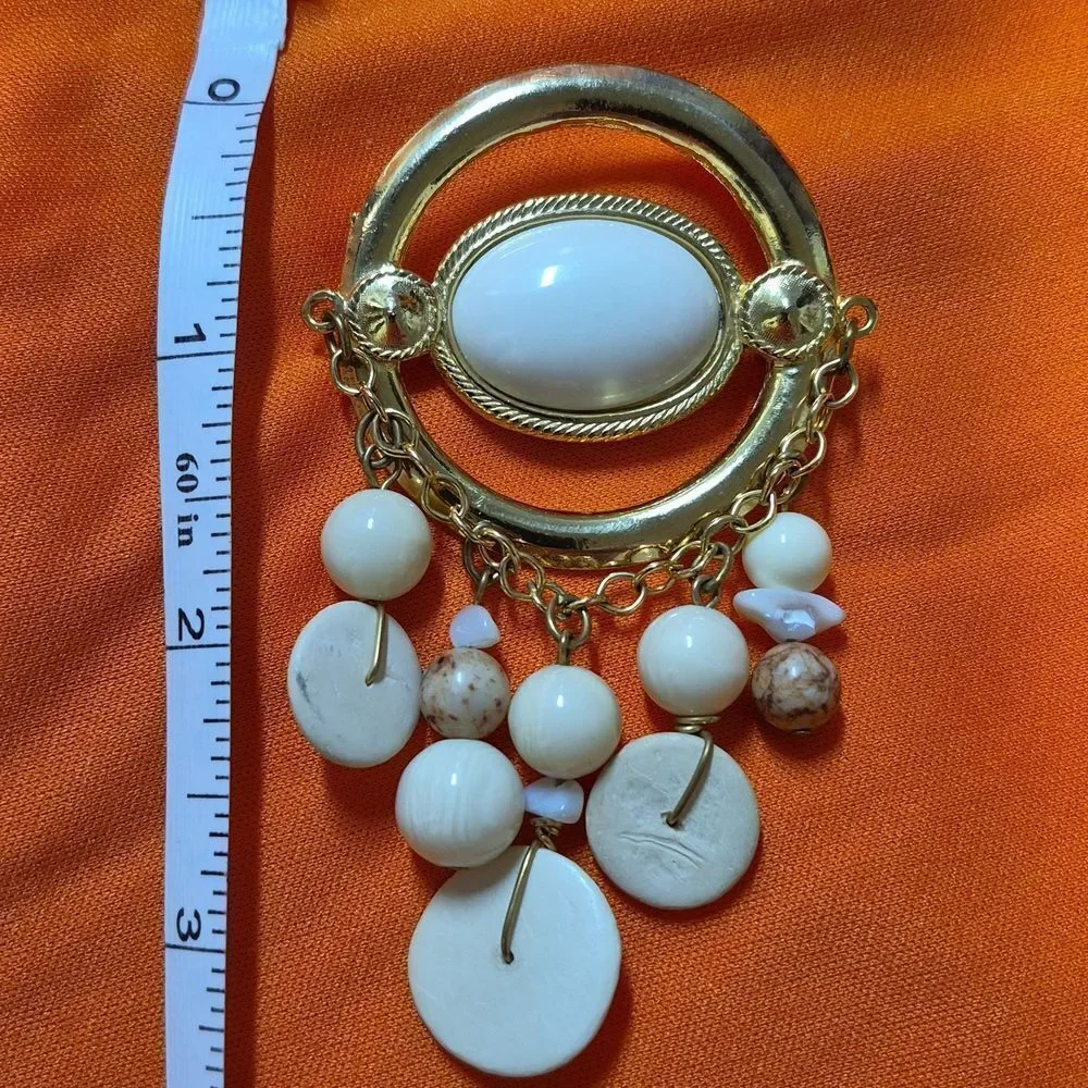 Vintage 1980's Gold Tone with Stone Design Broach Pin